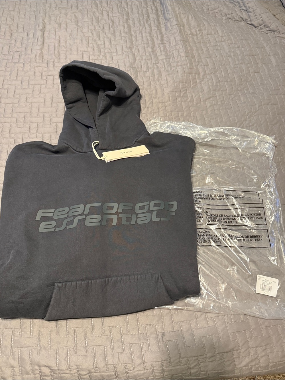 Fear of God Essentials Charcoal Gray Logo Hoodie